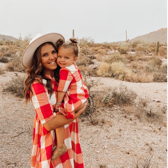 Roolee red buffalo plaid gingham Maddie mom midi maxi dress - Picture 5 of 15